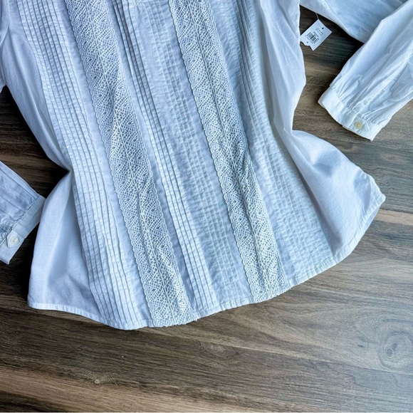 Old Navy White Boho Pintuck Popover Split-Neck Lace-Trim Blouse Size S - Picture 7 of 11